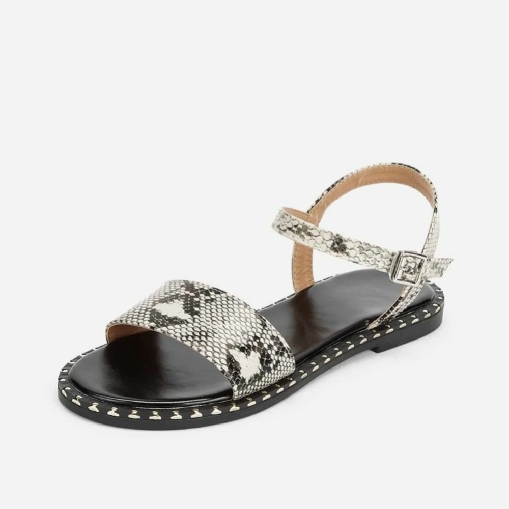 Brand new snake skin flat wide strap sandals